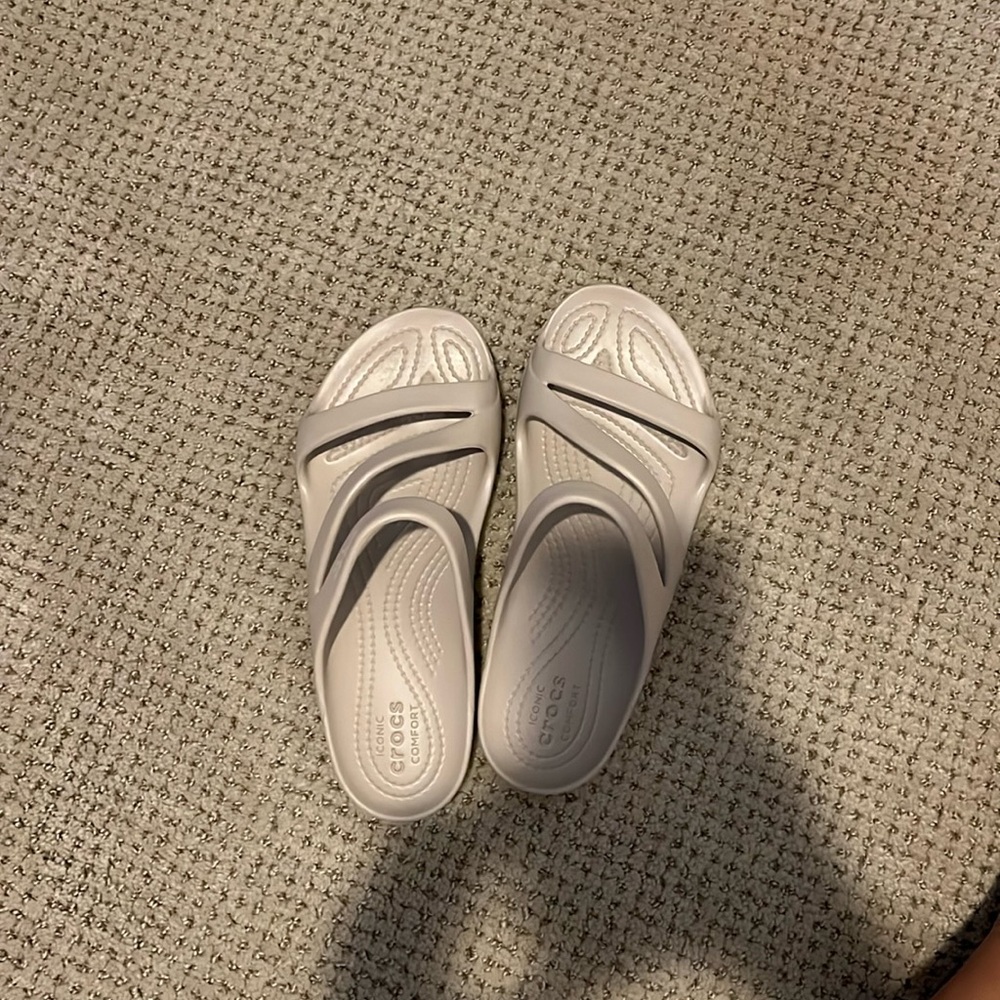 Tan croc sandals